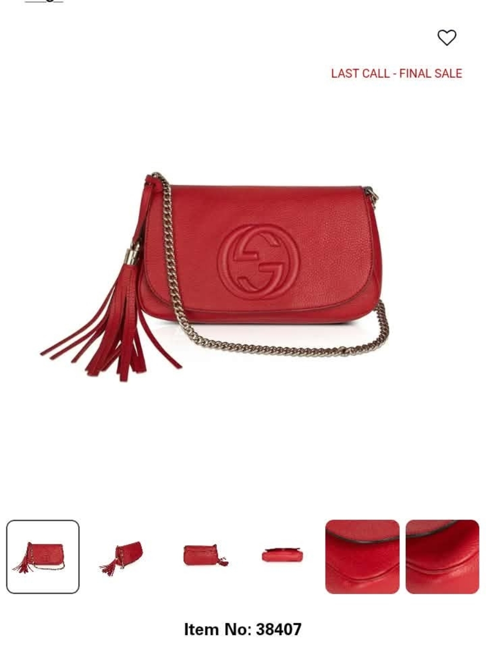 Gucci Red Leather Soho Tassel Chain Crossbody
